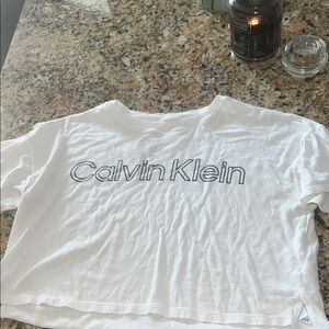 Calvin Klein oversized Cropped White Logo Tee